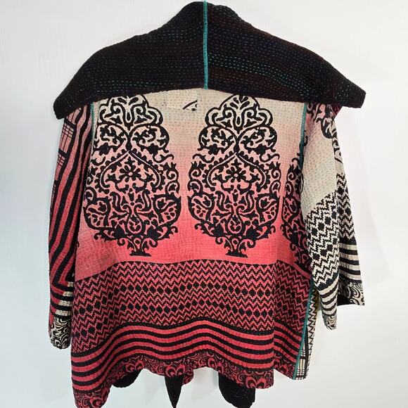 Mieko Mintz Short Kantha Open Kimono Jacket Reversible Lagenlook OS - Picture 3 of 11